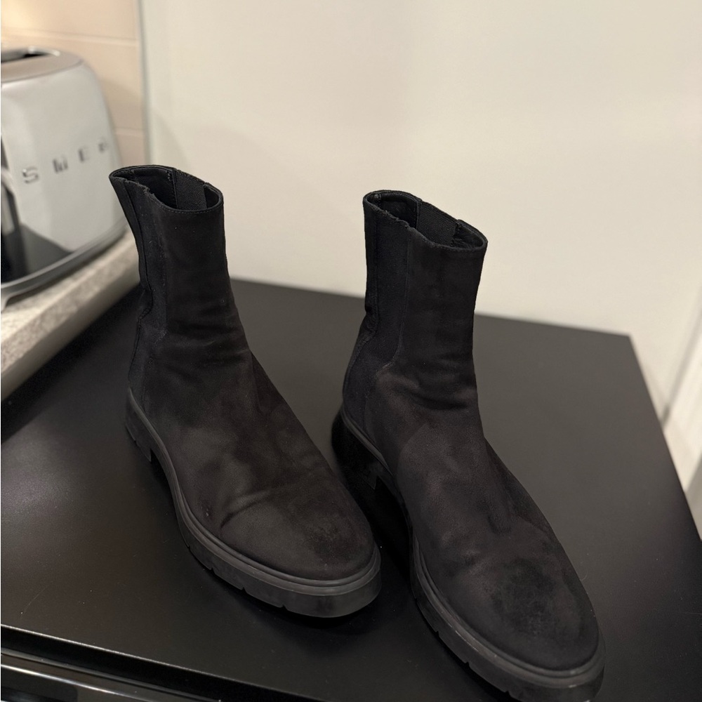 Stuart Weitzman Black Suede Ankle Boots